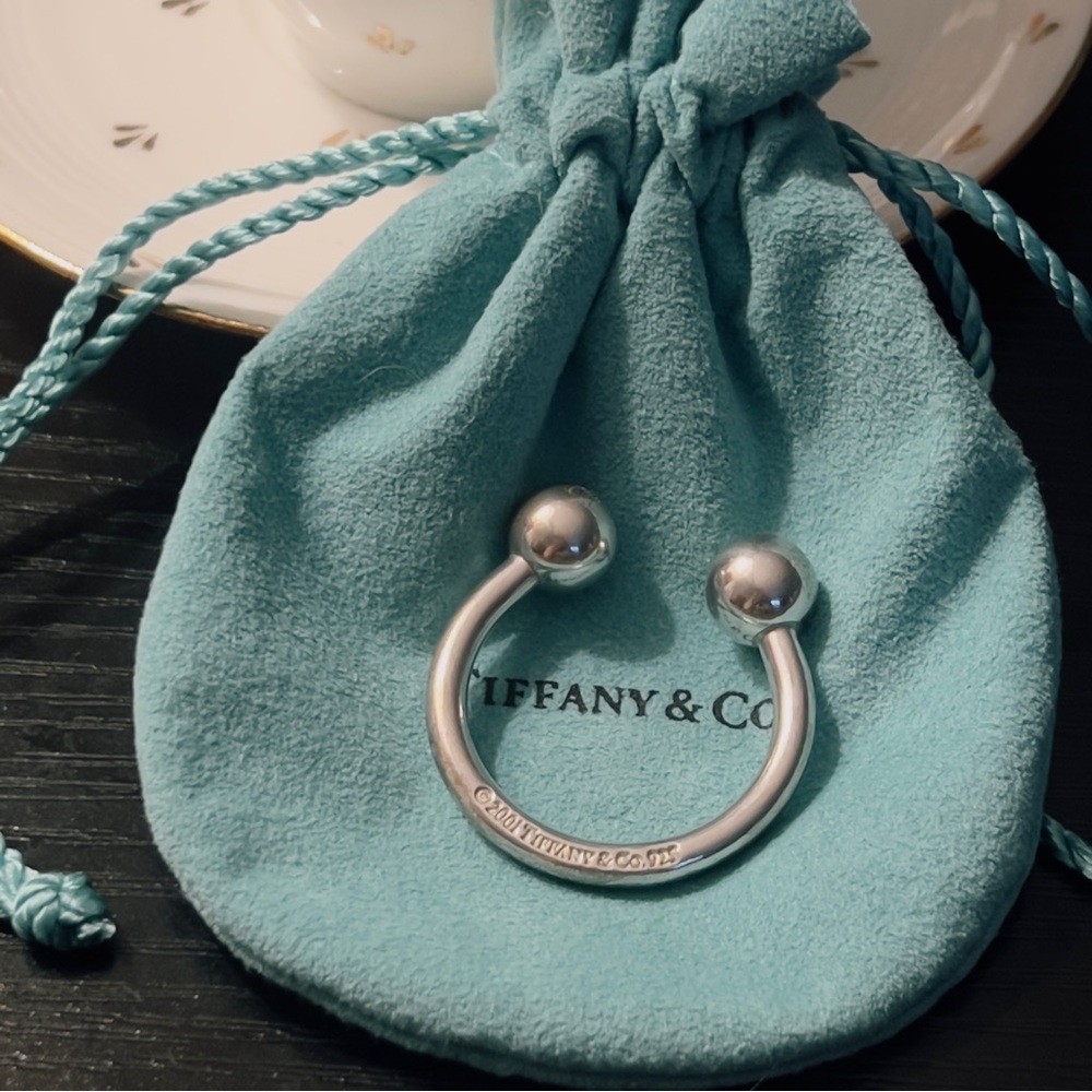 Vintage Tiffany & Co. 925 Sterling Silver 2001 Horseshoe Screwball KeyRing/Pouch